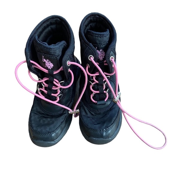Polo Ralph Lauren Baby Girl Pull On Winter Snow Boots 11C Pink Black - Picture 1 of 9